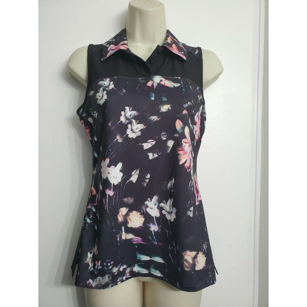 FILA Sport Black Pink White Floral Pattern Mesh Co